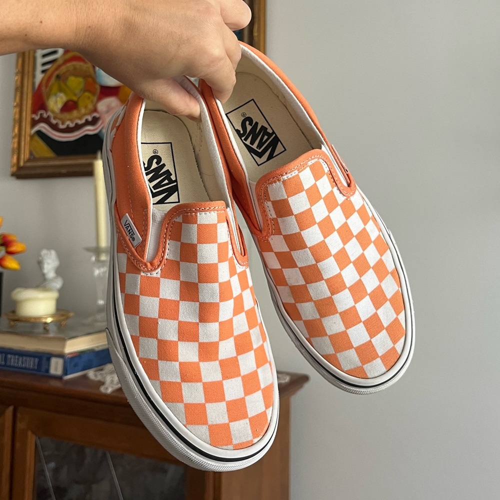 Vans Classic Slip-Ons (Orange Checkerboard)